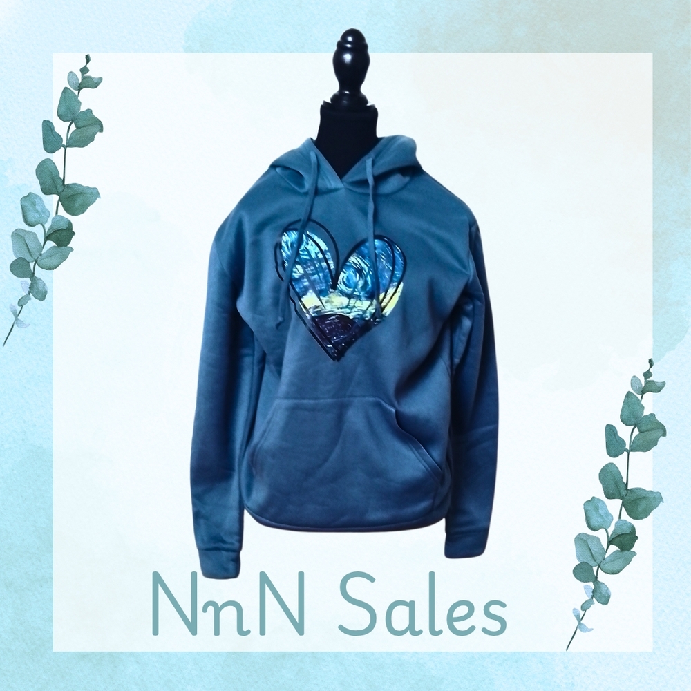 Shein Blue Hoodie with Heart Design